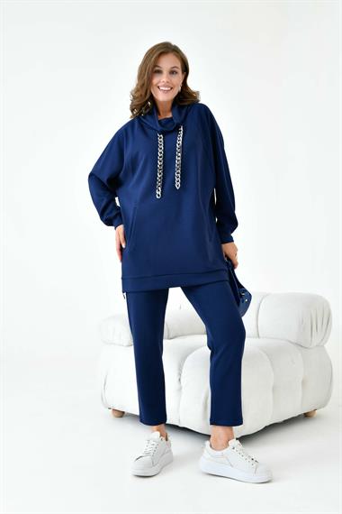 FTZ Women Kadın Zincir Detay Takım  Lacivert 30907