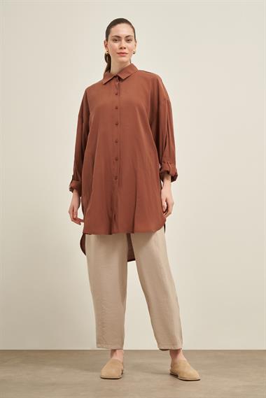 FTZ Women Kadın Cepli Modal Kap  Kiremit 31003