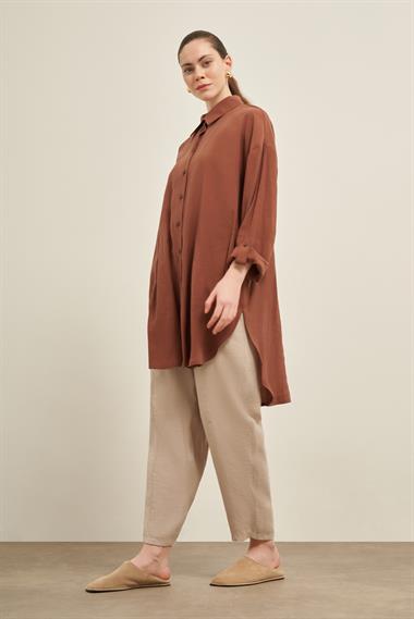 FTZ Women Kadın Cepli Modal Kap  Kiremit 31003