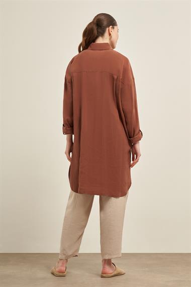 FTZ Women Kadın Cepli Modal Kap  Kiremit 31003