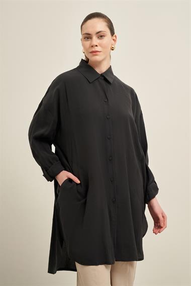 FTZ Women Kadın Cepli Modal Kap  Siyah 31003