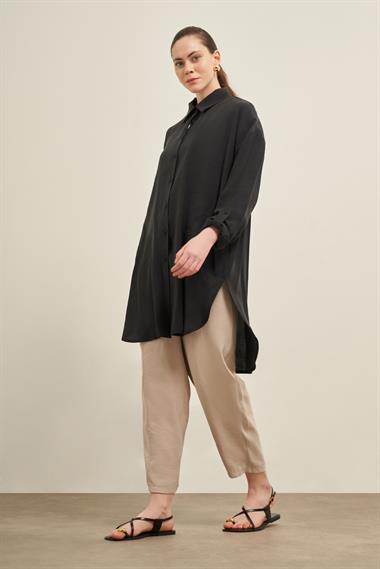 FTZ Women Kadın Cepli Modal Kap  Siyah 31003