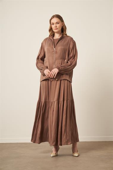 FTZ Women Kadın Cupra Elbiseli Takım  Kahve 31067