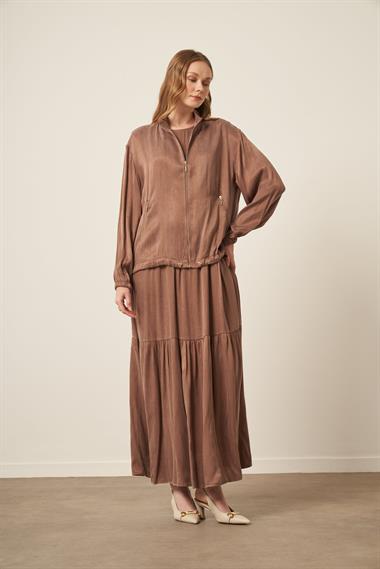 FTZ Women Kadın Cupra Elbiseli Takım  Kahve 31067