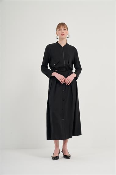 FTZ Women Kadın Etekli Tansel Takım  Siyah 31008