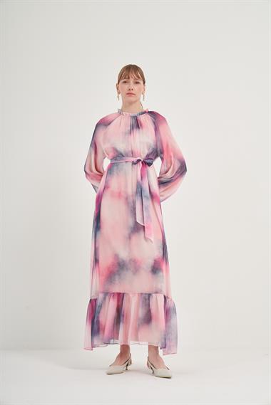 FTZ Women Kadın İpek Saten Elbise  Pembe 31039