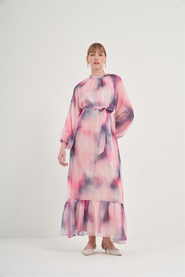 FTZ Women Kadın İpek Saten Elbise  Pembe 31039