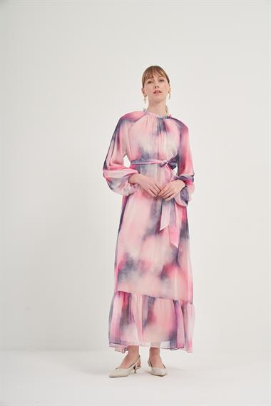 FTZ Women Kadın İpek Saten Elbise  Pembe 31039