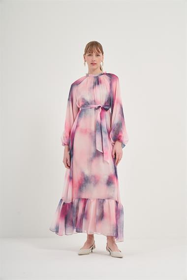 FTZ Women Kadın İpek Saten Elbise  Pembe 31039