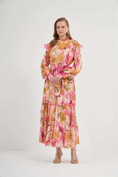 FTZ Women Kadın İpek Şifon Elbise  Pembe 31038