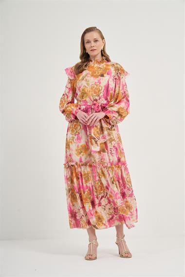 FTZ Women Kadın İpek Şifon Elbise  Pembe 31038