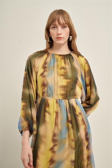 FTZ Women Kadın İpek Şifon Elbise  Sarı 31028