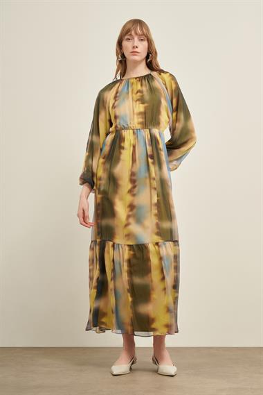 FTZ Women Kadın İpek Şifon Elbise  Sarı 31028