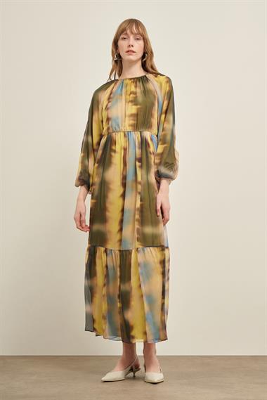 FTZ Women Kadın İpek Şifon Elbise  Sarı 31028