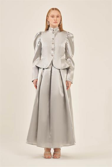 FTZ Women Kadın Abiye Takım  Gri 31126