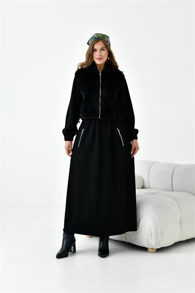 FTZ Women Kadın Angora Etekli Takım  Siyah 30986