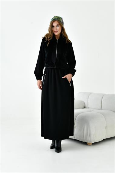FTZ Women Kadın Angora Etekli Takım  Siyah 30986