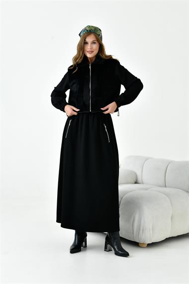 FTZ Women Kadın Angora Etekli Takım  Siyah 30986