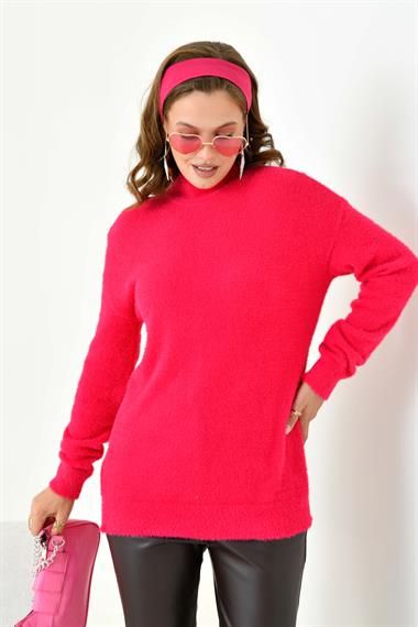 FTZ Women Kadın Basic Kazak  Fuşya 20878