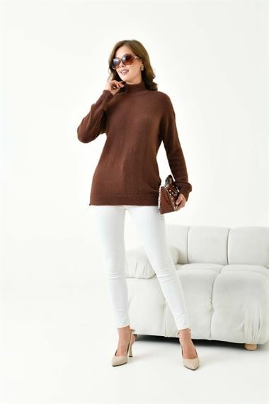 FTZ Women Kadın Basic Kazak  Kahve 20878