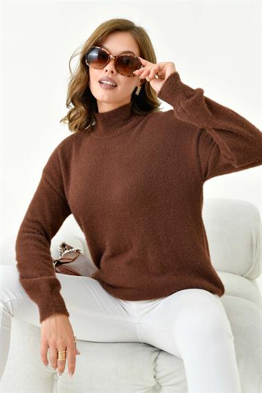 FTZ Women Kadın Basic Kazak  Kahve 20878