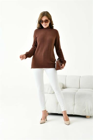 FTZ Women Kadın Basic Kazak  Kahve 20878