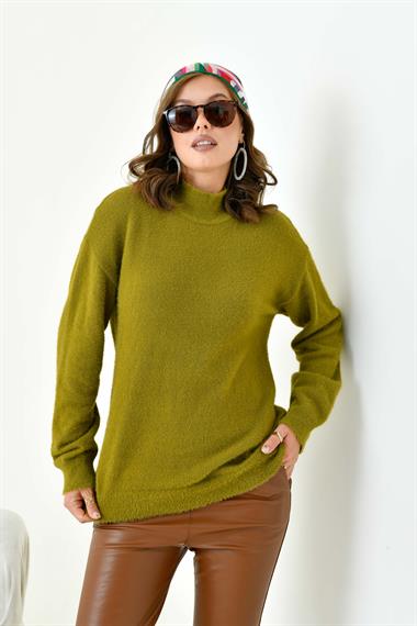 FTZ Women Kadın Basic Kazak  Koyu Yeşil 20878