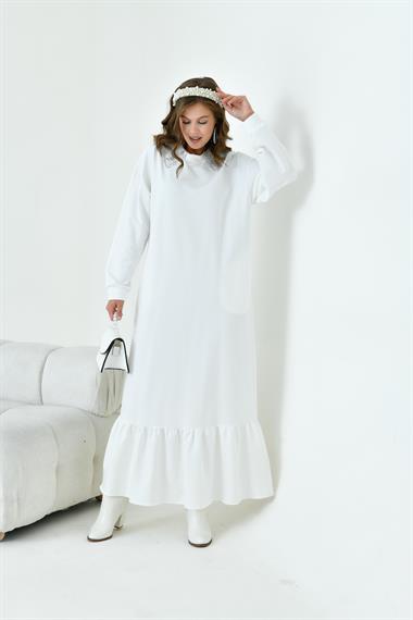 FTZ Women Kadın Bebe Yaka Elbise  Ekru 30968
