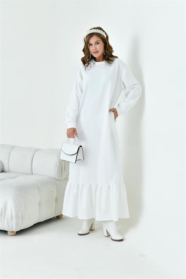 FTZ Women Kadın Bebe Yaka Elbise  Ekru 30968