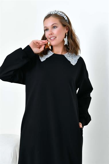 FTZ Women Kadın Bebe Yaka Elbise  Siyah 30968