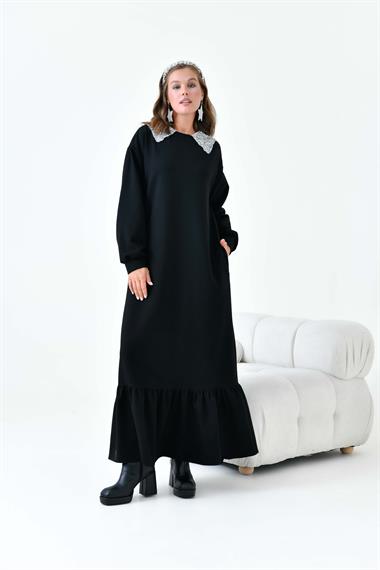 FTZ Women Kadın Bebe Yaka Elbise  Siyah 30968