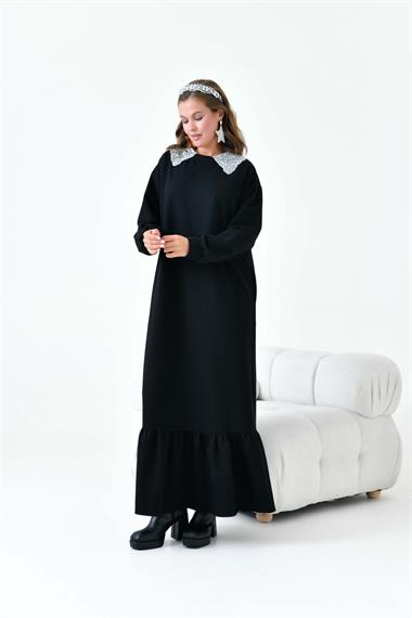 FTZ Women Kadın Bebe Yaka Elbise  Siyah 30968