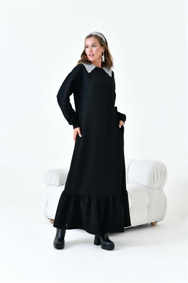 FTZ Women Kadın Bebe Yaka Elbise  Siyah 30968