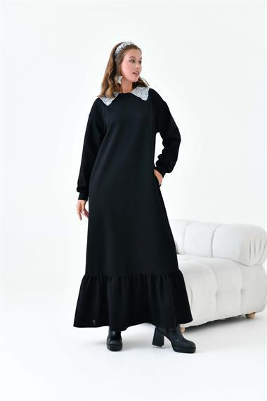 FTZ Women Kadın Bebe Yaka Elbise  Siyah 30968