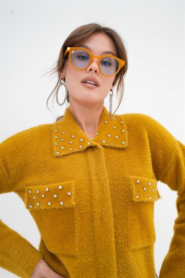 FTZ Women Kadın Beyoğlu Taş İşlemeli Hırka  Oriw 20774