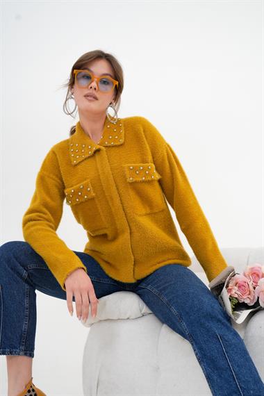 FTZ Women Kadın Beyoğlu Taş İşlemeli Hırka  Oriw 20774