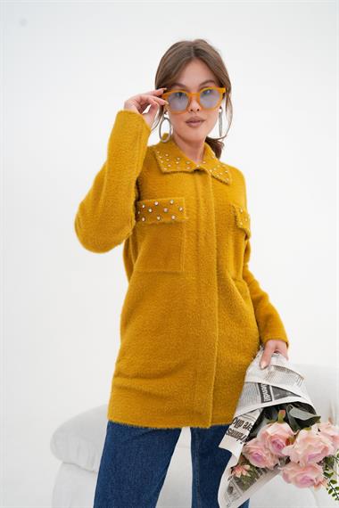 FTZ Women Kadın Beyoğlu Taş İşlemeli Hırka  Oriw 20774