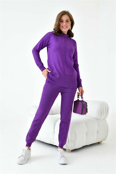 FTZ Women Kadın Bindirme Detaylı İkili Takım  Mor 20636