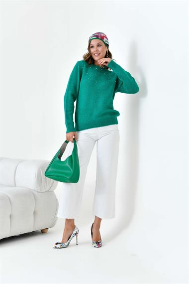 FTZ Women Kadın Boncuk İşlemeli Kazak  Benetton 20741