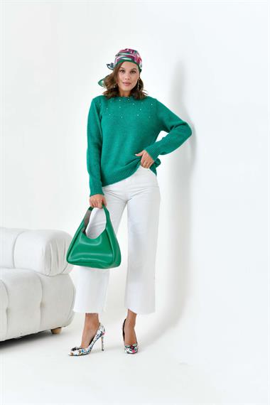 FTZ Women Kadın Boncuk İşlemeli Kazak  Benetton 20741