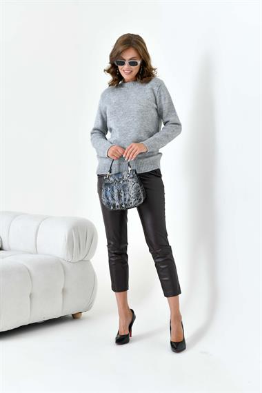 FTZ Women Kadın Boncuk İşlemeli Kazak  Gri 20741