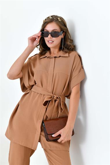 FTZ Women Kadın Keten Takım  Taba 30872