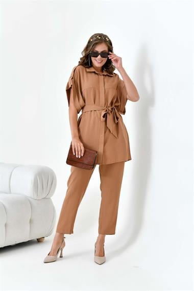 FTZ Women Kadın Keten Takım  Taba 30872