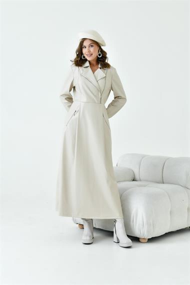 FTZ Women Kadın Deri Elbise  Beige 30930
