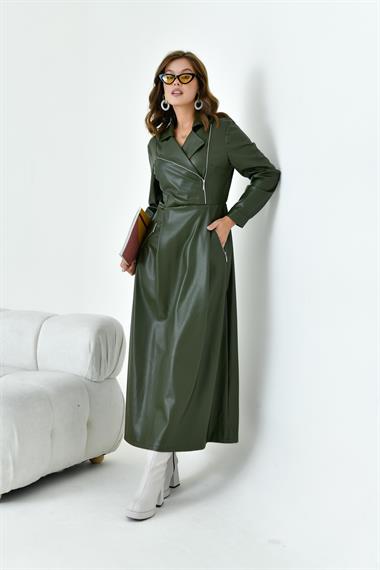 FTZ Women Kadın Deri Elbise  Haki 30930