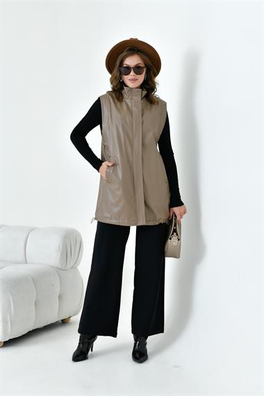 FTZ Women Kadın Deri Yelek  Beige 30926