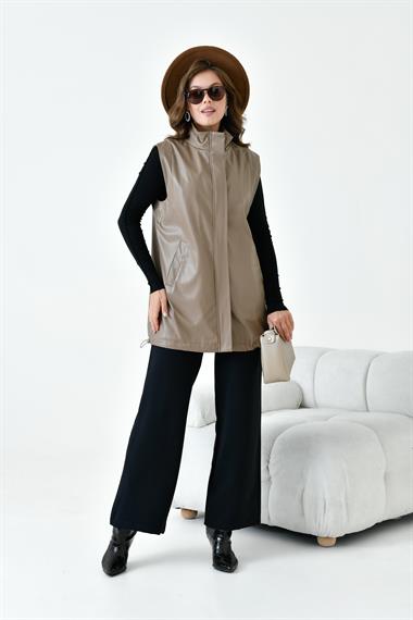 FTZ Women Kadın Deri Yelek  Beige 30926