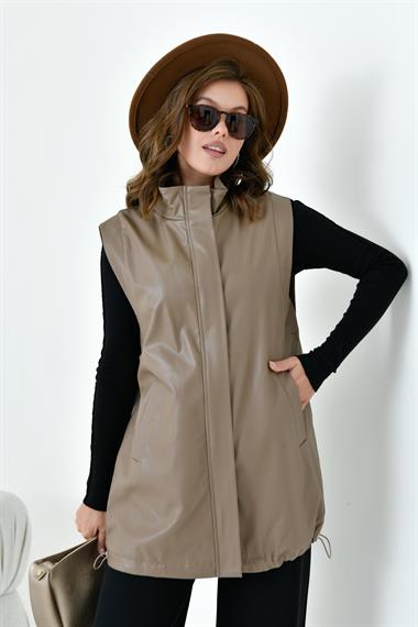 FTZ Women Kadın Deri Yelek  Beige 30926