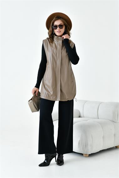 FTZ Women Kadın Deri Yelek  Beige 30926