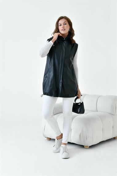 FTZ Women Kadın Deri Yelek  Siyah 30926